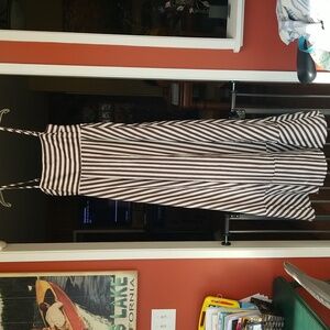 Striped Brown and White Maxi Dress